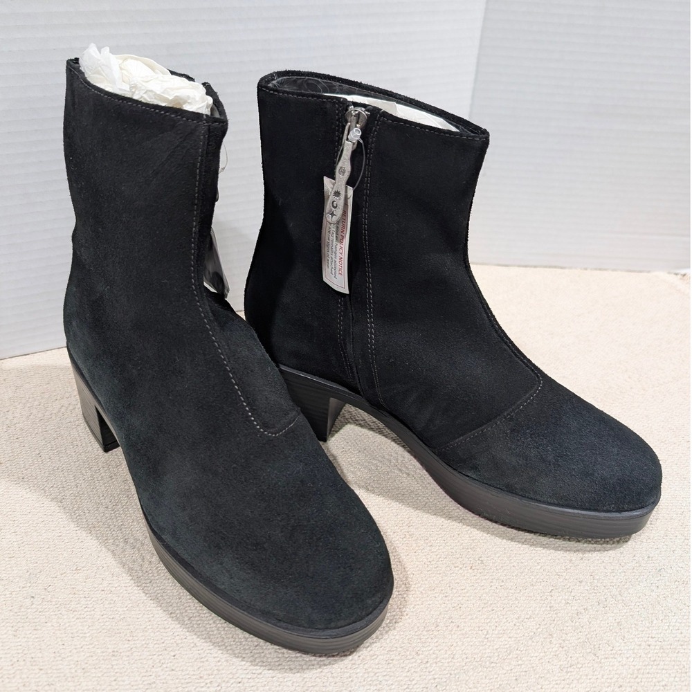 Lazo Siren Black Suede Platform Ankle Boots 8.5 Dark Academia Goth Witch NIB